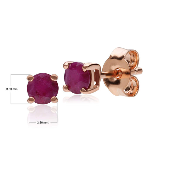 Gemondo Classic Round Ruby Claw Set Stud Earrings In 9ct Rose Gold