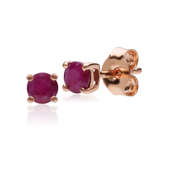gemondo Classic Round Ruby Claw Set Stud Earrings in 9ct Rose Gold