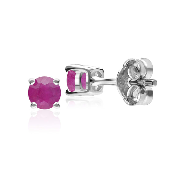 Gemondo Classic Round Ruby Stud Earrings In 9ct White Gold 3.5mm