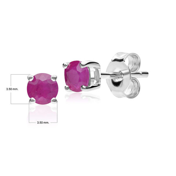 Gemondo Classic Round Ruby Stud Earrings In 9ct White Gold 3.5mm