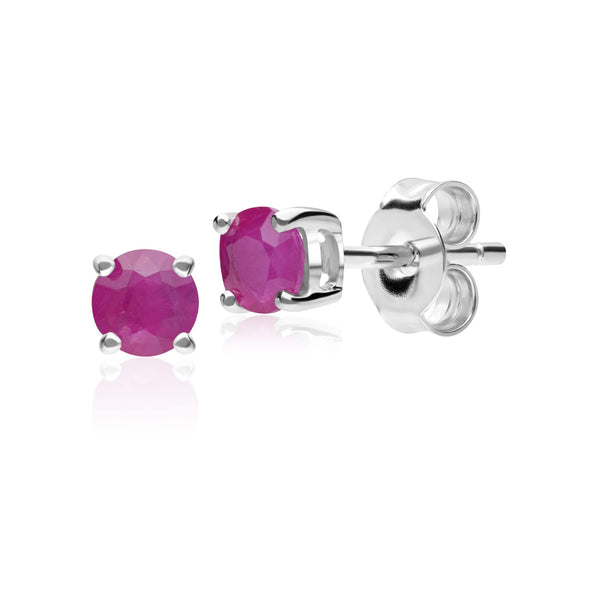 gemondo Classic Round Ruby Stud Earrings in 9ct White Gold 3.5mm