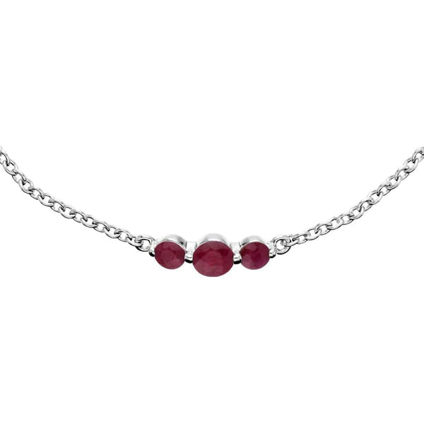 Gemondo Classic Round Ruby Three Stone Gradient Bracelet In Sterling Silver