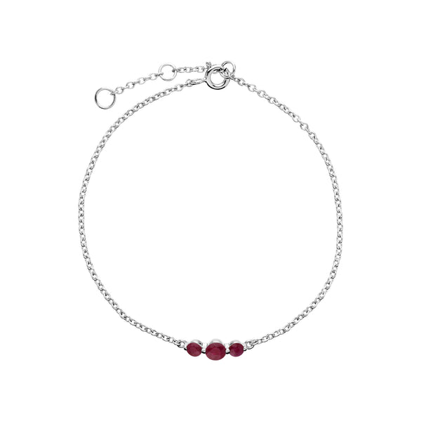 gemondo Classic Round Ruby Three Stone Gradient Bracelet In Sterling Silver