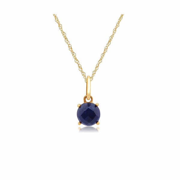 gemondo Classic Round Sapphire Checkerboard Pendant in 9ct Yellow Gold