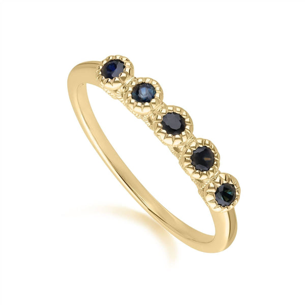 Gemondo Classic Round Sapphire Five Stone Eternity Ring In 9ct Yellow Gold