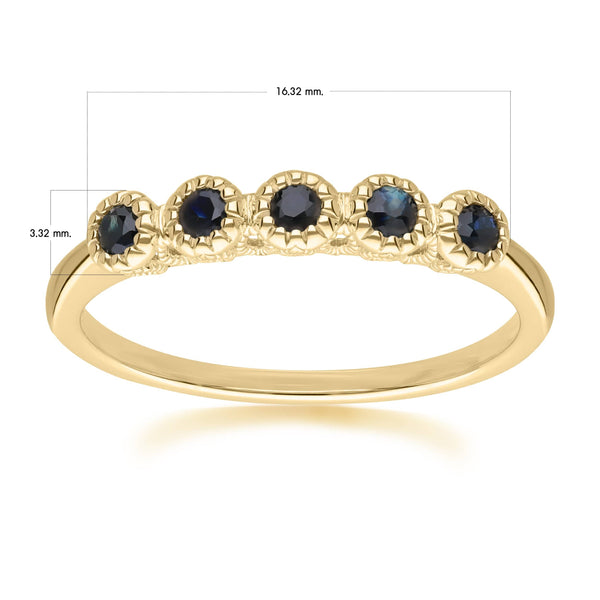 Gemondo Classic Round Sapphire Five Stone Eternity Ring In 9ct Yellow Gold