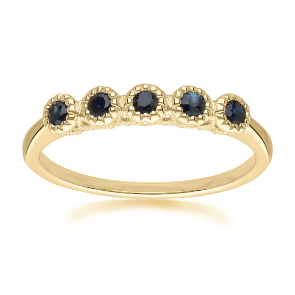 gemondo Classic Round Sapphire Five Stone Eternity Ring in 9ct Yellow Gold