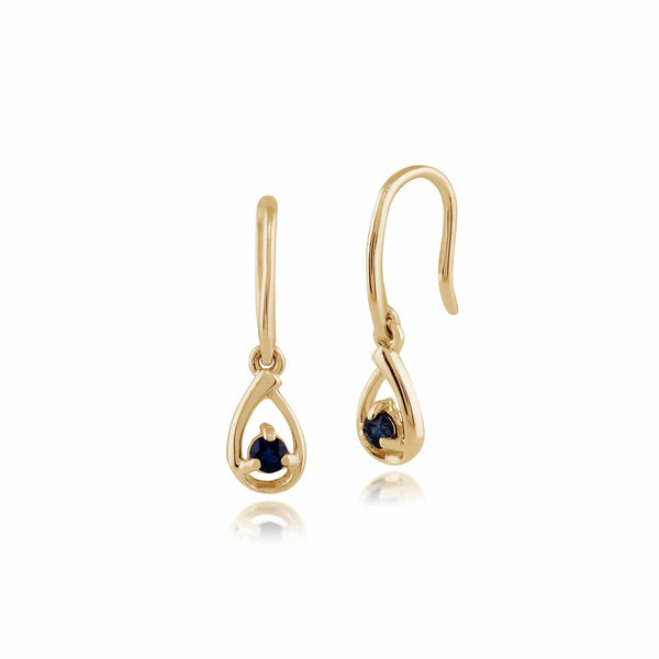 gemondo Classic Round Sapphire Hook Drop Earrings in 9ct Gold