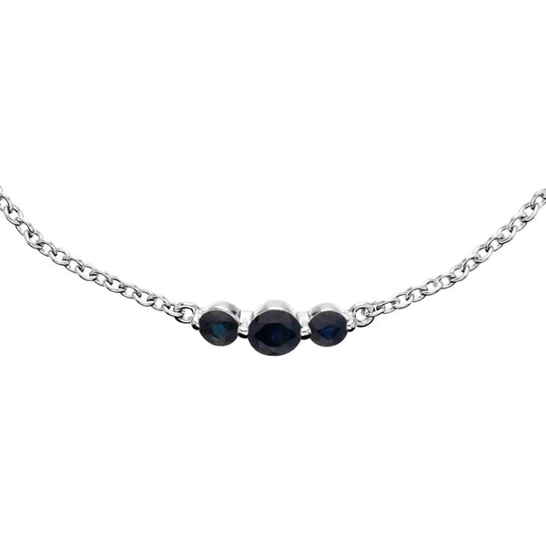 Gemondo Classic Round Sapphire Three Stone Gradient Bracelet In Sterling Silver
