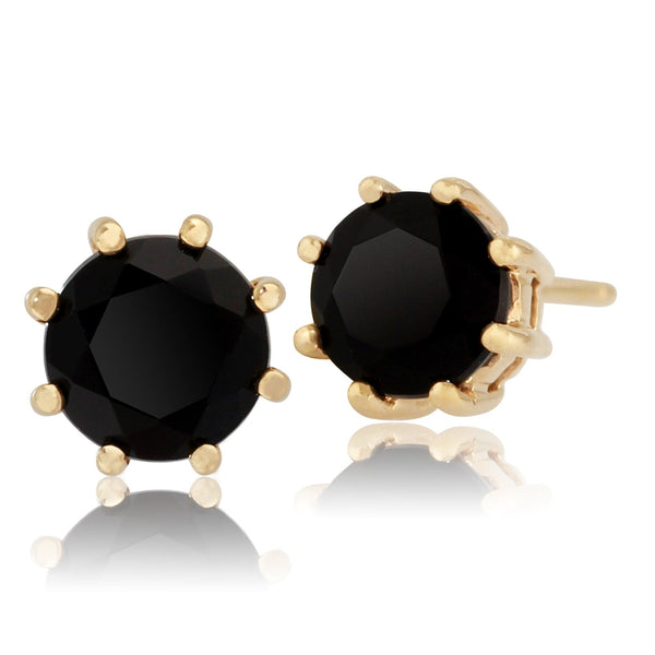 gemondo Classic Round Single Black Onyx Stud Earrings in 9ct Yellow Gold