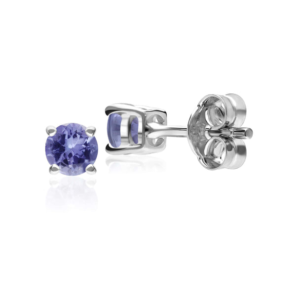 Gemondo Classic Round Tanzanite Stud Earrings In 9ct White Gold 3.5mm