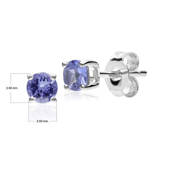 Gemondo Classic Round Tanzanite Stud Earrings In 9ct White Gold 3.5mm