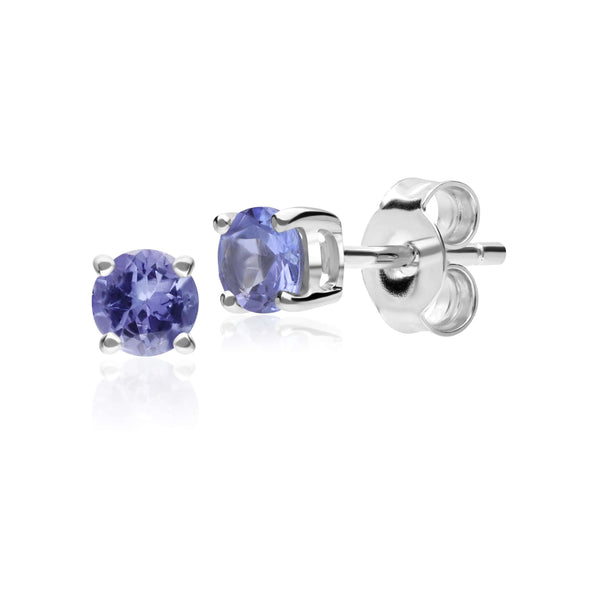 gemondo Classic Round Tanzanite Stud Earrings in 9ct White Gold 3.5mm