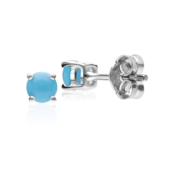 Gemondo Classic Round Turquoise Claw Set Stud Earrings In 9ct White Gold 3.5mm