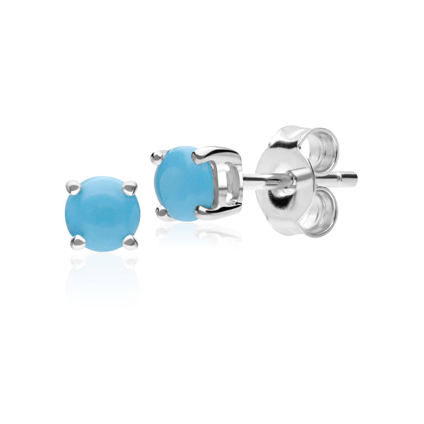 gemondo Classic Round Turquoise Claw Set Stud Earrings in 9ct White Gold 3.5mm