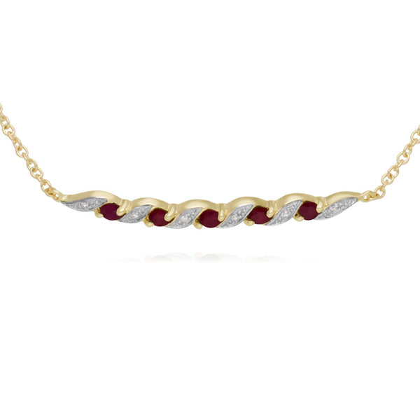 Gemondo Classic Ruby & Diamond Spiral Bracelet In 9ct Yellow Gold