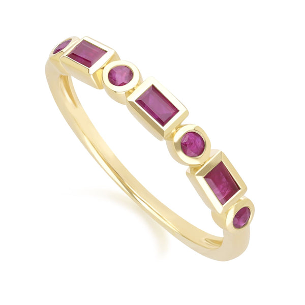 Gemondo Classic Ruby Eternity Ring In 9ct Yellow Gold