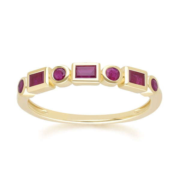gemondo Classic Ruby Eternity Ring in 9ct Yellow Gold