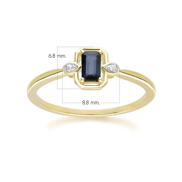 Gemondo Classic Sapphire Baguette & Diamond Ring In 9ct Yellow Gold