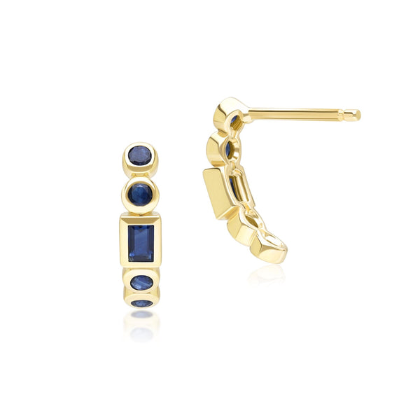 Gemondo Classic Sapphire Half Eternity Hoop Earrings In 9ct Yellow Gold
