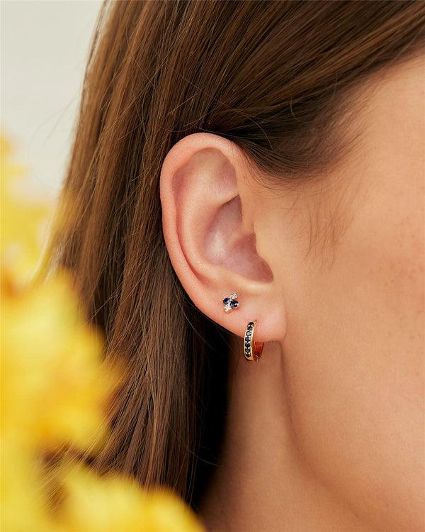 Gemondo Classic Sapphire Huggie Hoop Earrings In 9ct Yellow Gold