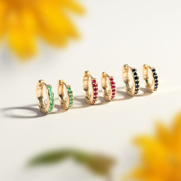 Gemondo Classic Sapphire Huggie Hoop Earrings In 9ct Yellow Gold