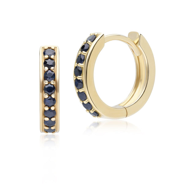 gemondo Classic Sapphire Huggie Hoop Earrings in 9ct Yellow Gold