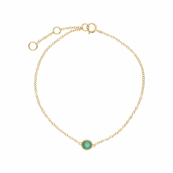 gemondo Classic Single Stone Round Emerald Milgrain Bracelet in 9ct Gold