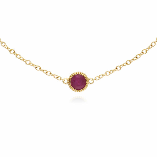 Gemondo Classic Single Stone Round Ruby Milgrain Bracelet In 9ct Yellow Gold