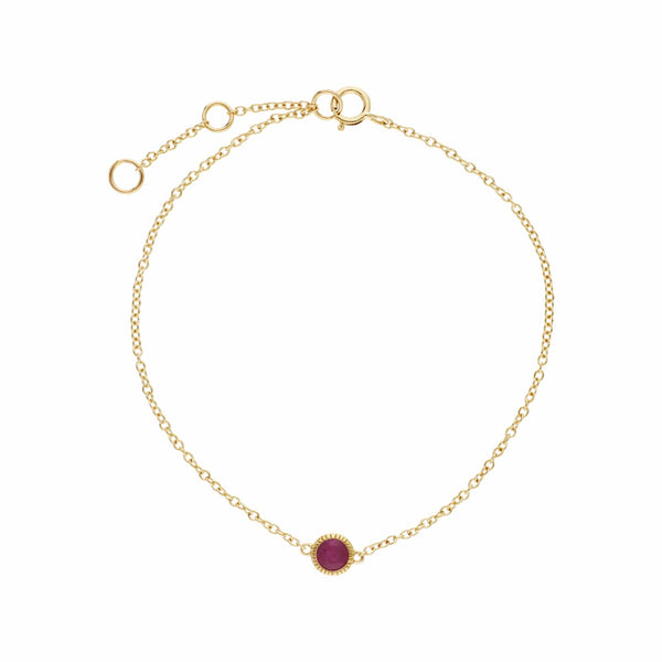 gemondo Classic Single Stone Round Ruby Milgrain Bracelet in 9ct Yellow Gold