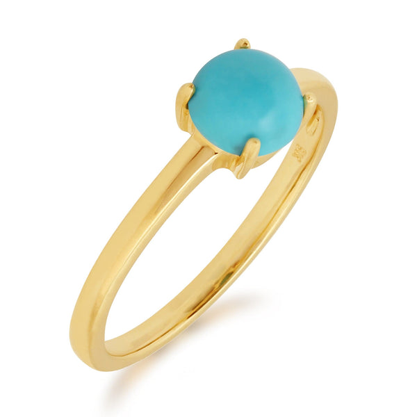 Gemondo Classic Solitaire Turquoise Ring In 9ct Yellow Gold