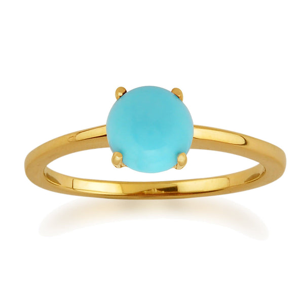gemondo Classic Solitaire Turquoise Ring in 9ct Yellow Gold