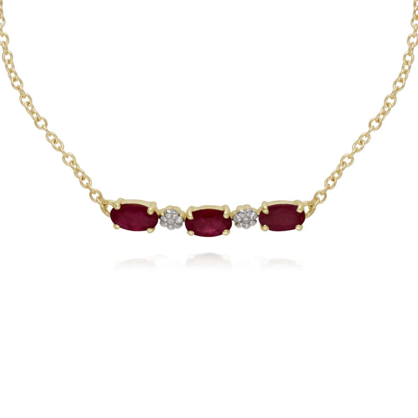 Gemondo Classic Style Oval Ruby & Diamond Bracelet In 9ct Yellow Gold