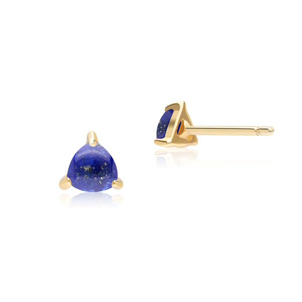 Gemondo Classic Trillion Lapis Lazuli Stud Earrings In 9ct Yellow Gold