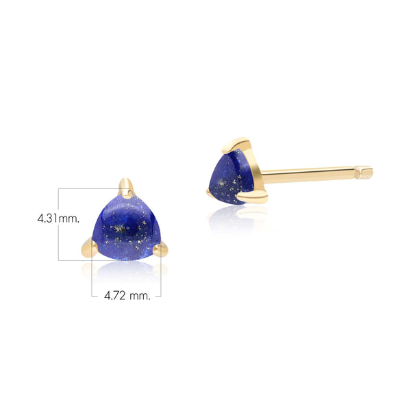 Gemondo Classic Trillion Lapis Lazuli Stud Earrings In 9ct Yellow Gold