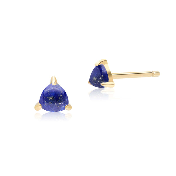 gemondo Classic Trillion Lapis Lazuli Stud Earrings in 9ct Yellow Gold