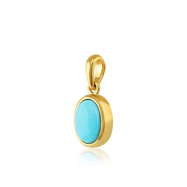 Gemondo Classic Turquoise Cabochon Pendant In 9ct Yellow Gold