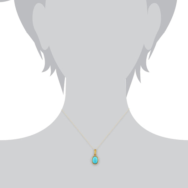 Gemondo Classic Turquoise Cabochon Pendant In 9ct Yellow Gold