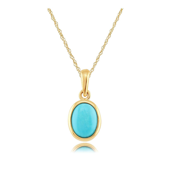 gemondo Classic Turquoise Cabochon Pendant in 9ct Yellow Gold