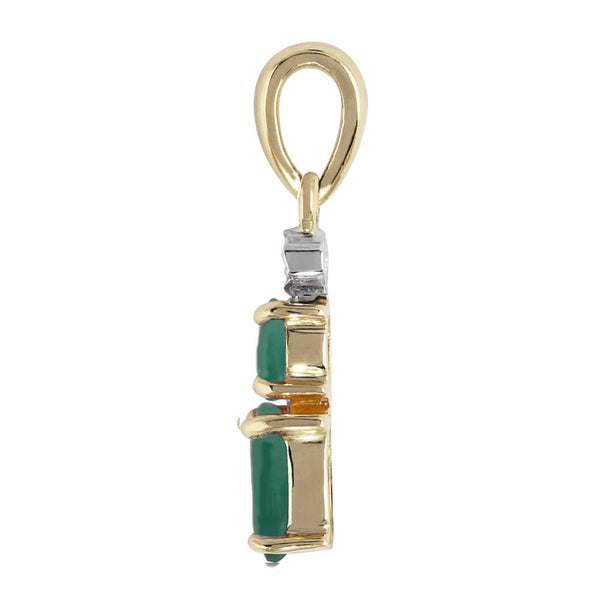 Gemondo Classic Two Oval Emerald & Diamond Pendant In 9ct Yellow Gold