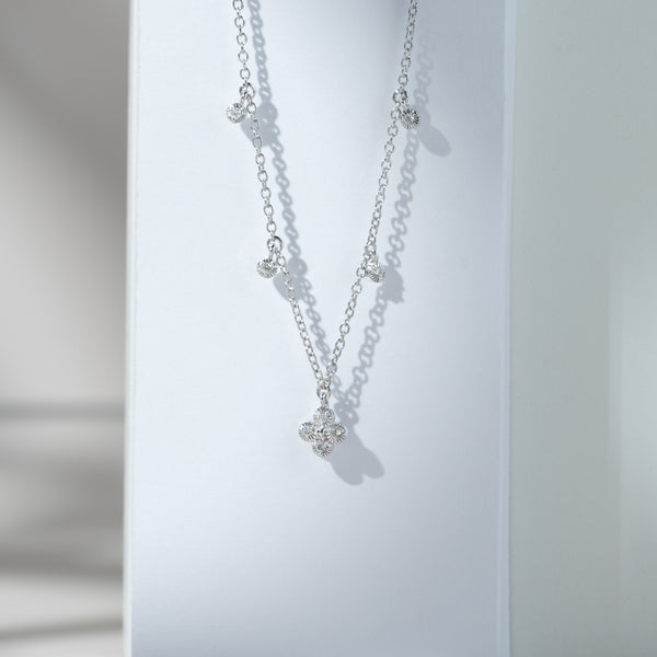 Gemondo Diamond Flowers Choker Charm Necklace In 9ct White Gold