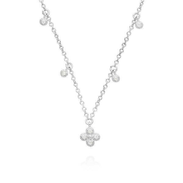 gemondo Diamond Flowers Choker Charm Necklace in 9ct White Gold