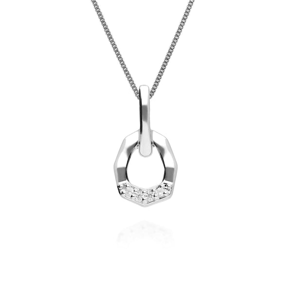 Gemondo Diamond Pave Asymmetrical Pendant & Ring Set In 9ct White Gold