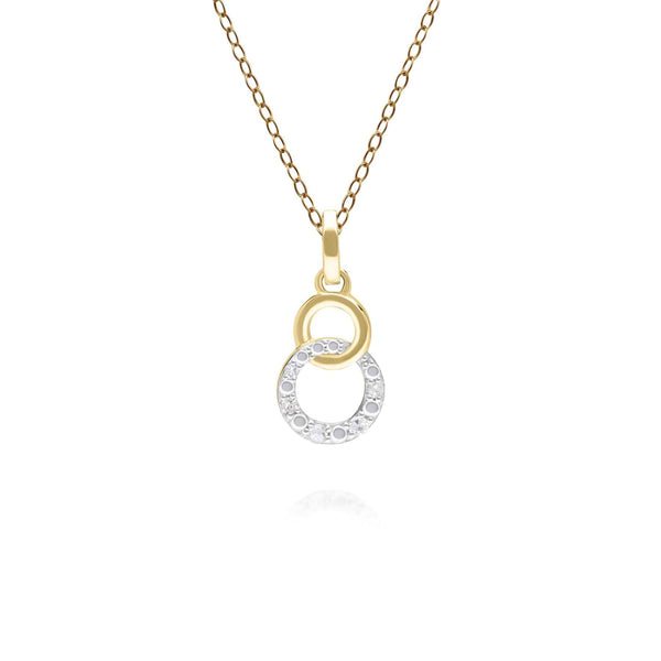 gemondo Diamond Pave Interlocking Hoop Pendant in 9ct Yellow Gold
