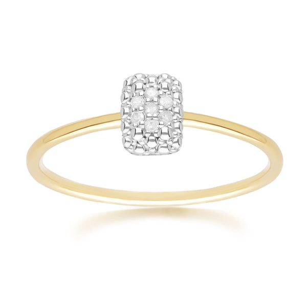 gemondo Diamond Pave Rectangle Ring 9ct Yellow Gold