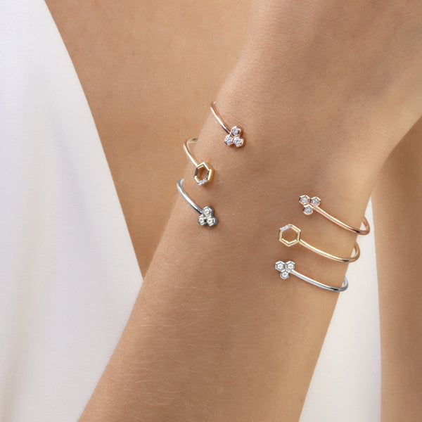 Gemondo Diamond Trilogy Geometric Open Bangle In 9ct Rose Gold