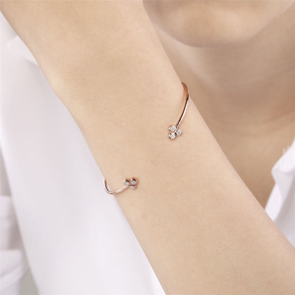 Gemondo Diamond Trilogy Geometric Open Bangle In 9ct Rose Gold