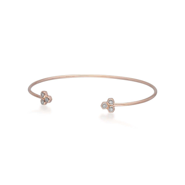 Gemondo Diamond Trilogy Geometric Open Bangle In 9ct Rose Gold