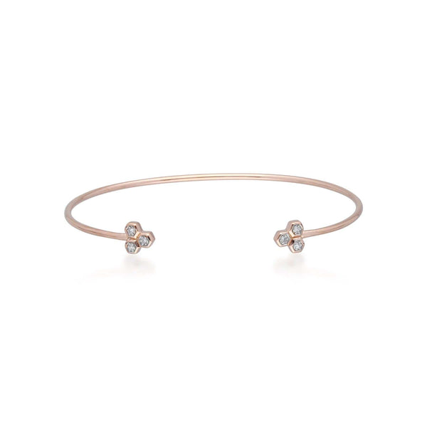 gemondo Diamond Trilogy Geometric Open Bangle in 9ct Rose Gold