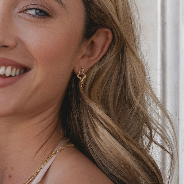 Gemondo ECFEW™ Amethyst Snake Drop Earrings In Gold Plated Sterling Silver